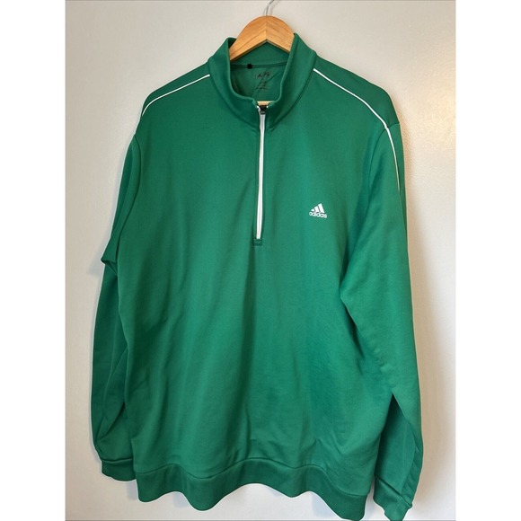 Vintage Adidas Track‎ Jacket Green Men's 2XL 1/4 zip pullover - Picture 1 of 10